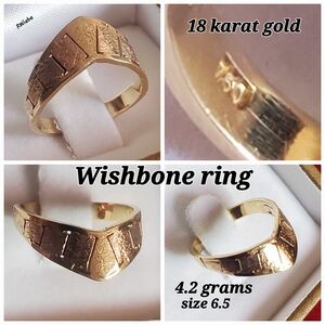 18 Karat Solid Gold Wishbone Ring